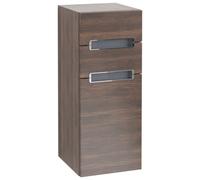 Villeroy & Boch Subway 2.0 Armoires latérales, 1 porte butée gauche, 2 tiroirs, Glass White, A7121SVH, Couleur: Chêne Arizona, manche chromé brillant