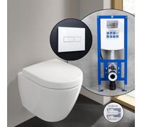 Villeroy & Boch Subway 2.0 Compact Pack complet Cuvette suspendue et bâti-support neeos,, 5606R0R1+16601WH#SET,