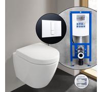 Villeroy & Boch Subway 2.0 Compact Pack complet Cuvette suspendue et bâti-support neeos,, 5606R0R1+16791WH#SET,
