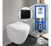 Villeroy & Boch Subway 2.0 Cuvette suspendue Compact en set complet, avec bâti-support neeos,, 5606R0R1+16601BM#SET,