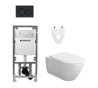 Villeroy & Boch Subway 2.0 DirectFlush CeramicPlus ensemble de WC abattant slimseat avec réservoir Geberit et plaque de commande noir mat 0701131/GA26033/GA91964/SW420200