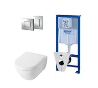 Villeroy & Boch Subway 2.0 DirectFlush céramique + Pack WC avec réservoir Grohe et plaque de déclenchement chrome 0720001/0729205/0124070/ga26033/