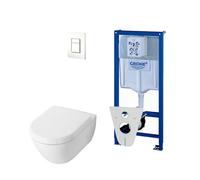 Villeroy & Boch Subway 2.0 DirectFlush céramique + Pack WC avec réservoir Grohe et plaque de déclenchement blanche 0720003/0729205/0124070/ga26033/