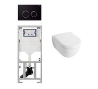 Villeroy & Boch Subway 2.0 Ensemble encastré avec cuvette suspendue blanche abattant softclose plaque de commande sigma20 noire 0124005/0701131/0124060/sw53746/
