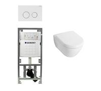 Villeroy & Boch Subway 2.0 Ensemble encastré avec cuvette suspendue blanche abattant softclose plaque de commande sigma20 blanche 0124005/0701131/0124060/sw53743/