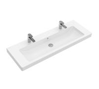 Villeroy & Boch Subway 2.0 lavabo-meuble - 130x47cm - avec 2 trous de robinet avec trop-plein blanc 7176D201
