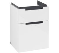 Villeroy & Boch Subway 2.0 meuble sous lavabo, 2 tiroirs, lavabo au centre, 440x590x352mm, A90610DH, Couleur: Blanc brillant, manche : chromé brillant