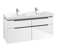 Villeroy & Boch Subway 2.0 Meuble sous lavabo A91710DH, 128,7x59x44,9cm, Glossy White , poignée chromé