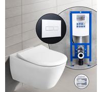 Villeroy & Boch Subway 2.0 Pack complet cuvette suspendue et bâti-support neeos,, 5614R201+16601WH#SET,