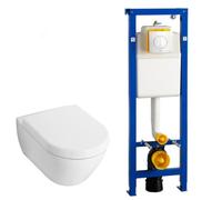 Villeroy & Boch Subway 2.0 Pack WC avec abattant de luxe, réservoir Wisa et bouton Argos Blanc 0124005/0124060/0704406/