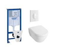 Villeroy & Boch Subway 2.0 Pack WC avec réservoir encastré, abattant WC et plaque de déclenchement blanche 0729122/0124005/0729205/ga75539/
