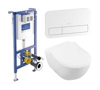 Villeroy & Boch Subway 2.0 Pack WC - WC suspendu - DirectFlush - à fond creux - abattant Slimseat - softclose & quickrelease - avec réservoir encastrable - plaque de commande blanc brillant - Blanc Al