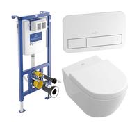 Villeroy & Boch Subway 2.0 Pack WC - WC suspendu - DirectFlush - à fond creux - abattant softclose & quickrelease - avec réservoir encastrable - plaque de commande chrome brillant - Ceramic+ - Stone W