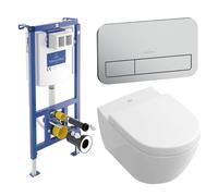 Villeroy & Boch Subway 2.0 Pack WC - WC suspendu - DirectFlush - à fond creux - abattant softclose & quickrelease - avec réservoir encastrable - plaque de commande acier mat - Ceramic+ - Stone White 5
