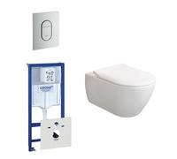 Villeroy & Boch Subway 2.0 ViFresh Pack WC avec abattant wc slimseat softclose et quick release et plaque de déclenchement verticale en chrome mat 0729205/0729241/ga91964/sw60341/
