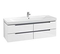 Villeroy & Boch Subway 2.0 Meuble sous lavabo A69100DH, 128,7x42x44,9cm, Glossy White , poignée mate