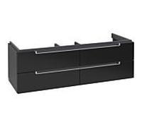 Villeroy & Boch Subway 2.0 Meuble sous lavabo A69100PD, 128,7x42x44,9cm, Noir mat, poignée mate