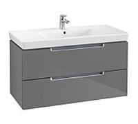 Villeroy & Boch Subway 2.0 meuble de A69700FP, 98,7x52x44,9cm, Glossy Grey , poignée en argent