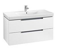 Villeroy & Boch Subway 2.0 meuble A69700MS, 98,7x52x44,9cm, Weiß Matt , poignée en argent