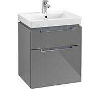 Villeroy & Boch Subway 2.0 Villeroy & Boch A90810FP 53,7x59x42,3cm, 2 coulissants, poignée chromé , gris brillant