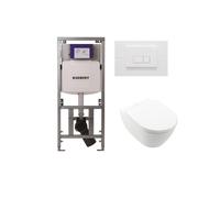 Villeroy & Boch Subway 2.0 WC suspendu - 56cm - avec réservoir encastré Geberit UP320 - avec abattant Saniclass - plaque de commande QeramiQ Push - boutons rectangulaires - blanc brillant GA26028/0701