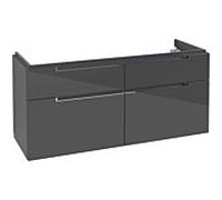 Villeroy & Boch Subway 2.0 XL Meuble sous lavabo A91610FP, 128,7x59x44,9cm, Glossy Grey , poignée chromé