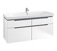 Villeroy & Boch Subway 2.0 XL Meuble sous lavabo A91600MS, 128,7x59x44,9cm, Weiß Matt , poignée argentée