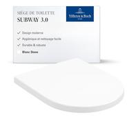 Villeroy & Boch Subway 3.0 abattant WC - Couvercle WC Stone White Matt Duroplast robuste - Abattant toilettes avec charnières acier inox. - Couvercle waters résis. forme de D - Pièce rech. Originale