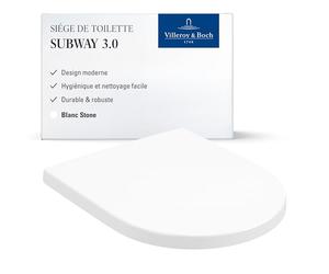 Villeroy & Boch Subway 3.0 abattant WC - Couvercle WC Stone White Matt Duroplast robuste - Abattant toilettes avec charnières acier inox. - Couvercle waters résis. forme de D - Pièce rech. Originale
