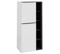 Villeroy & Boch Subway 3.0 armoire centrale, 2 portes butée à gauche, 574x1200x362mm, C59801VE, Couleur: Façade/carcasse : Blanc Brillant, poignée : Noir Volcan