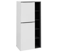 Villeroy & Boch Subway 3.0 armoire centrale, 2 portes butée à gauche, 574x1200x362mm, C59801VF, Couleur: Façade/carcasse : Blanc pur, poignée : Noir volcan.
