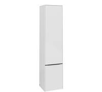 Villeroy & Boch Subway 3.0 armoire de salle de bains - 40x35x170cm - avec 2 portes battantes à droite à fermeture douce montage en saillie avec poignée Volcano Black panneau de particules Brilliant wh