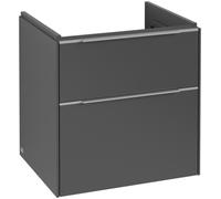 Villeroy & Boch Subway 3.0 armoire sous lavabo, 2 tiroirs, 572x576x478mm, C57800VR, Couleur: Face/carcasse : graphite, poignée : aluminium brillant