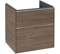 Villeroy & Boch Subway 3.0 armoire sous lavabo, éclairage LED, 2 tiroirs, 572x576x478mm, C578L0VH, Couleur: Façade/carcasse : Chêne dArizona, poignée : aluminium brillant