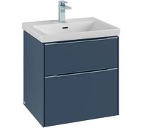 Villeroy & Boch Subway 3.0 armoire sous lavabo, éclairage LED, 2 tiroirs, 572x576x478mm, C578L0VJ, Couleur: Façade/carcasse : chêne nordique, poignée : aluminium brillant