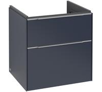 Villeroy & Boch Subway 3.0 armoire sous lavabo, éclairage LED, 2 tiroirs, 572x576x478mm, C578L0VQ, Couleur: Face/carcasse : bleu marine, poignée : aluminium brillant
