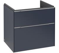 Villeroy & Boch Subway 3.0 armoire sous lavabo, éclairage LED, 2 tiroirs, 622x576x478mm, C576L0VQ, Couleur: Face/carcasse : bleu marine, poignée : aluminium brillant