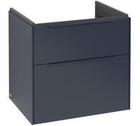 Villeroy & Boch Subway 3.0 armoire sous lavabo, éclairage LED, 2 tiroirs, 622x576x478mm, C576L2VQ, Couleur: Avant/carcasse : Bleu marine, Poignée : Bleu marine