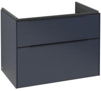 Villeroy & Boch Subway 3.0 armoire sous lavabo, éclairage LED, 2 tiroirs, 772x576x478mm, C574L1VQ, Couleur: Avant/corps : bleu marine, poignée : noir volcan.