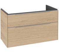 Villeroy & Boch Subway 3.0 armoire sous lavabo, éclairage LED, 2 tiroirs, 973x576x478mm, C570L0VJ, Couleur: Façade/carcasse : chêne nordique, poignée : aluminium brillant