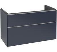 Villeroy & Boch Subway 3.0 armoire sous lavabo, éclairage LED, 2 tiroirs, 973x576x478mm, C570L0VQ, Couleur: Face/carcasse : bleu marine, poignée : aluminium brillant