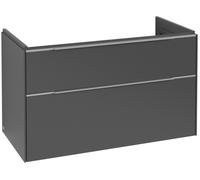 Villeroy & Boch Subway 3.0 armoire sous lavabo, éclairage LED, 2 tiroirs, 973x576x478mm, C570L0VR, Couleur: Face/carcasse : graphite, poignée : aluminium brillant