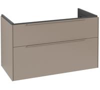 Villeroy & Boch Subway 3.0 armoire sous lavabo, éclairage LED, 2 tiroirs, 973x576x478mm, C570L2VM, Couleur: Front/carcasse : taupe, poignée : Taupe