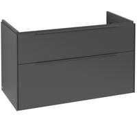 Villeroy & Boch Subway 3.0 armoire sous lavabo, éclairage LED, 2 tiroirs, 973x576x478mm, C570L2VR, Couleur: Avant/carcasse : Graphite, Poignée : Graphite
