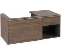 Villeroy & Boch Subway 3.0 armoire sous lavabo, éclairage LED, 2 tiroirs, lavabo à gauche, élément d'étagère en bas à droite, 1001x422,5x516mm, C572L0VH, Couleur: Façade/carcasse : Chêne dArizona, poi