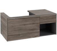 Villeroy & Boch Subway 3.0 armoire sous lavabo, éclairage LED, 2 tiroirs, lavabo à gauche, élément d'étagère en bas à droite, 1001x422,5x516mm, C572L0RK, Couleur: Façade/carcasse : chêne rouvre, poign