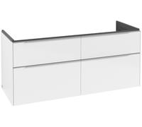 Villeroy & Boch Subway 3.0 armoire sous lavabo, éclairage LED, 4 tiroirs, 1272x576x478mm, C568L0VE, Couleur: Face/carcasse : Blanc brillant, poignée : aluminium brillant