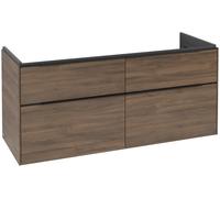 Villeroy & Boch Subway 3.0 armoire sous lavabo, éclairage LED, 4 tiroirs, 1272x576x478mm, C568L1VH, Couleur: Façade/carcasse : chêne dArizona, poignée : noir volcan.