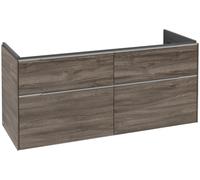 Villeroy & Boch Subway 3.0 armoire sous lavabo, éclairage LED, 4 tiroirs, lavabo au centre, 1272x576x478mm, C602L0RK, Couleur: Façade/carcasse : chêne rouvre, poignée : aluminium brillant