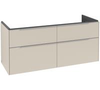 Villeroy & Boch Subway 3.0 armoire sous lavabo, éclairage LED, 4 tiroirs, lavabo au centre, 1272x576x478mm, C602L0VN, Couleur: Façade/carcasse : Gris Cachemire, poignée : aluminium brillant